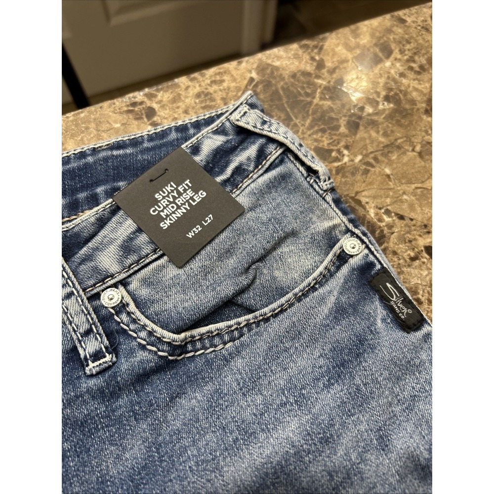 Silver Suki Women's Jeans 32x27 Curvy Fit Skinny Leg Mid Rise Msrp 89.00 - Picture 5 of 15